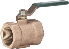 Milwaukee Valve - 1/2" Pipe, Full Port, Bronze Full Port Ball Valve - Bi-Directional, Threaded (NPT) Ends, Lever Handle, 175 WOG - Americas Industrial Supply