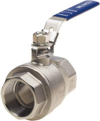 Milwaukee Valve - 2" Pipe, Full Port, Stainless Steel Standard Ball Valve - 2 Piece, Threaded (NPT) Ends, Locking Lever Handle, 1,000 WOG, 150 WSP - Americas Industrial Supply