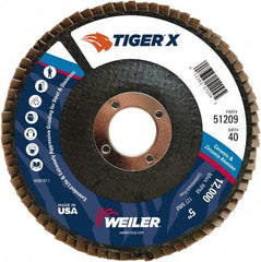 Weiler - 426 Grit, 5" Disc Diam, 7/8" Center Hole, Type 29 Zirconia Alumina Flap Disc - 12,000 Max RPM, Phenolic Backing, Arbor Attaching System, Coated - Americas Industrial Supply