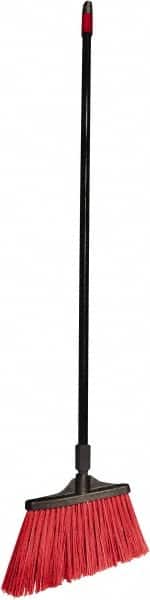 O-Cedar - 13" Wide, Red Polypropylene Bristles, Metal Handle, Angled Broom - Water Resistant - Americas Industrial Supply