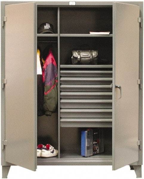 Strong Hold - 3 Shelf 7 Bin Combination Storage Cabinet - Steel, 36" Wide x 24" Deep x 78" High, Dark Gray - Americas Industrial Supply