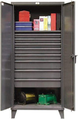 Strong Hold - 1 Shelf 8 Bin Locking Storage Cabinet - Steel, 36" Wide x 24" Deep x 78" High, Dark Gray - Americas Industrial Supply