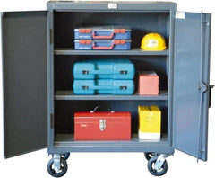 Strong Hold - 2 Shelf Mobile Storage Cabinet - Steel, 36" Wide x 20" Deep x 50" High, Dark Gray - Americas Industrial Supply