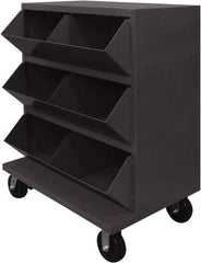 Durham - 2,400 Lb Capacity, 24" Wide x 36" Long x 49-1/4" High Storage Bin Cart - 6 Slot, Steel, 2 Rigid/2 Swivel Casters - Americas Industrial Supply