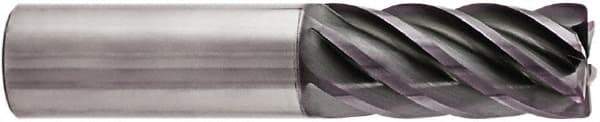 Niagara Cutter - 5/8", 1-5/8" LOC, 5/8" Shank Diam, 3-1/2" OAL, 6 Flute, Solid Carbide Square End Mill - Single End, AlTiN Finish, Spiral Flute, 38° Helix, Centercutting, Right Hand Cut, Right Hand Flute, Series S638 - Americas Industrial Supply