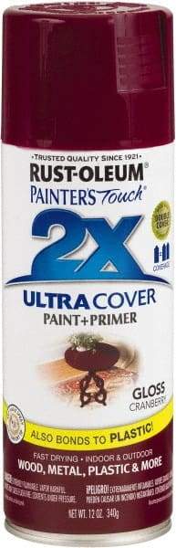 Rust-Oleum - Cranberry, Gloss, Enamel Spray Paint - 8 Sq Ft per Can, 12 oz Container, Use on Multipurpose - Americas Industrial Supply