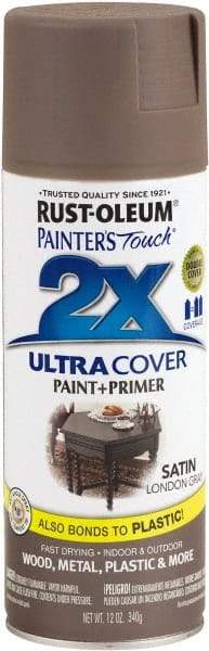 Rust-Oleum - London Gray, Satin, Enamel Spray Paint - 8 Sq Ft per Can, 12 oz Container, Use on Multipurpose - Americas Industrial Supply