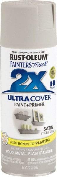 Rust-Oleum - Stone Gray, Satin, Enamel Spray Paint - 8 Sq Ft per Can, 12 oz Container, Use on Multipurpose - Americas Industrial Supply