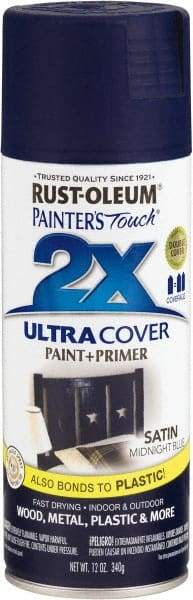 Rust-Oleum - Midnight Blue, Satin, Enamel Spray Paint - 8 Sq Ft per Can, 12 oz Container, Use on Multipurpose - Americas Industrial Supply