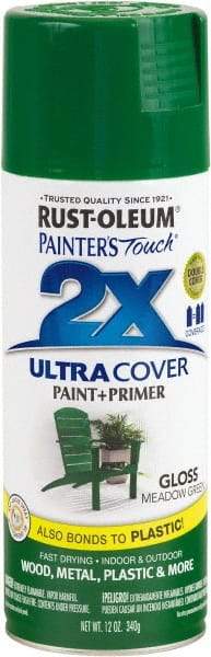 Rust-Oleum - Meadow Green, Gloss, Enamel Spray Paint - 8 Sq Ft per Can, 12 oz Container, Use on Multipurpose - Americas Industrial Supply