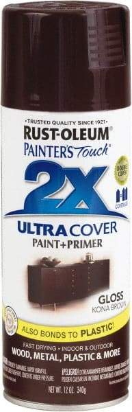 Rust-Oleum - Kona Brown, Gloss, Enamel Spray Paint - 8 Sq Ft per Can, 12 oz Container, Use on Multipurpose - Americas Industrial Supply