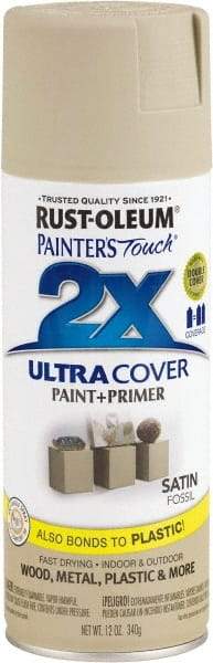 Rust-Oleum - Fossil (Color), Satin, Enamel Spray Paint - 8 Sq Ft per Can, 12 oz Container, Use on Multipurpose - Americas Industrial Supply