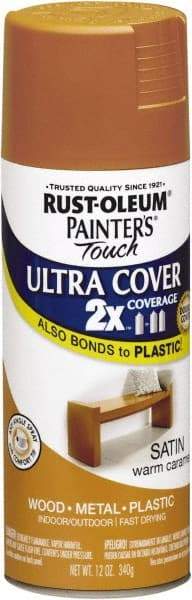 Rust-Oleum - Warm Caramel, Satin, Enamel Spray Paint - 8 Sq Ft per Can, 12 oz Container, Use on Multipurpose - Americas Industrial Supply