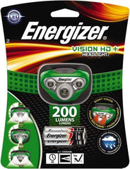Energizer - White, Red LED Bulb, 200 Lumens, Hands-free Flashlight - Green Plastic Body, 3 AAA Alkaline Batteries Included - Americas Industrial Supply