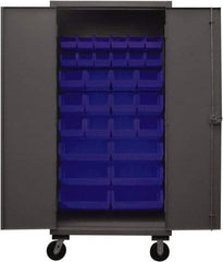 Durham - 30 Bin Mobile Storage Cabinet - Steel, 36" Wide x 24" Deep x 80" High, Yellow - Americas Industrial Supply