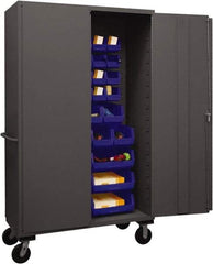 Durham - 42 Bin Mobile Storage Cabinet - Steel, 48" Wide x 24" Deep x 80" High, Blue - Americas Industrial Supply