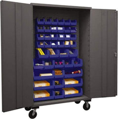 Durham - 42 Bin Mobile Storage Cabinet - Steel, 48" Wide x 24" Deep x 80" High, Blue - Americas Industrial Supply