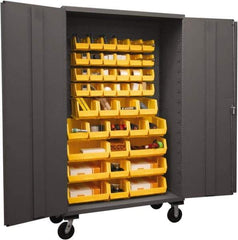 Durham - 42 Bin Mobile Storage Cabinet - Steel, 48" Wide x 24" Deep x 80" High, Yellow - Americas Industrial Supply