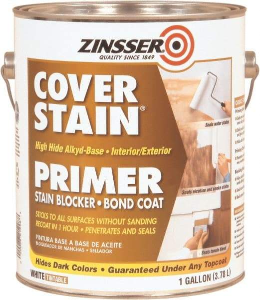 Rust-Oleum - 1 Gal White Alkyd Primer - 300 to 400 Sq Ft Coverage, <100 gL Content, Quick Drying, Interior/Exterior - Americas Industrial Supply