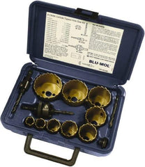 Disston - 9 Piece, 3/4" to 2-1/2" Saw Diam, Hole Saw Kit - Carbide-Tipped, Toothed Edge, Pilot Drill Model No. E0103107, Includes 9 Hole Saws - Americas Industrial Supply