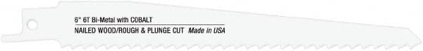 Disston - 6" Long x 3/4" Thick, Bi-Metal Reciprocating Saw Blade - Straight Profile, 6 TPI, Toothed Edge, Universal Shank - Americas Industrial Supply