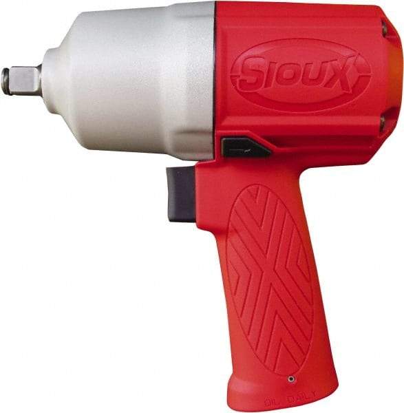 Sioux Tools - 1/2" Drive, 11,000 RPM, 780 Ft/Lb Torque Impact Wrench - Pistol Grip Handle, 1,250 IPM, 4 CFM, 90 psi, 1/4" Inlet - Americas Industrial Supply