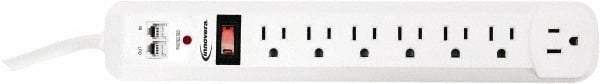 innovera - 7 Outlets, 120 Volts, 15 Amps, 6' Cord, Surge Power Outlet Strip - Floor Mount, 5-15R NEMA Configuration - Americas Industrial Supply