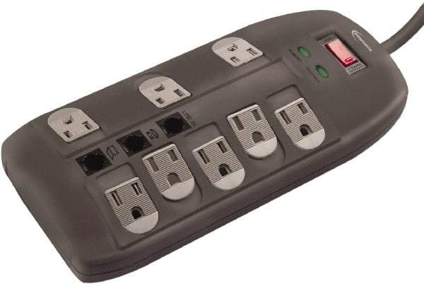 innovera - 8 Outlets, 120 Volts, 15 Amps, 6' Cord, Surge Power Outlet Strip - Floor Mount, 5-15R NEMA Configuration - Americas Industrial Supply