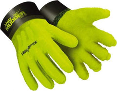 HexArmor - Size L (9), 14" Long, Supported, PVC Chemical Resistant Gloves - Smooth Finish, Cotton Lined, Safety Cuff, Hi-Viz Yellow - Americas Industrial Supply