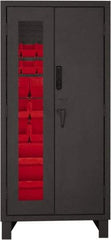 Durham - 30 Bin Locking Storage Cabinet - Steel, 36" Wide x 24" Deep x 78" High, Red - Americas Industrial Supply