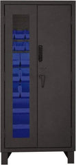 Durham - 30 Bin Locking Storage Cabinet - Steel, 36" Wide x 24" Deep x 78" High, Blue - Americas Industrial Supply