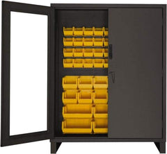 Durham - 54 Bin Locking Storage Cabinet - Steel, 60" Wide x 24" Deep x 78" High, Yellow - Americas Industrial Supply