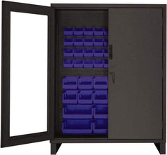 Durham - 54 Bin Locking Storage Cabinet - Steel, 60" Wide x 24" Deep x 78" High, Blue - Americas Industrial Supply