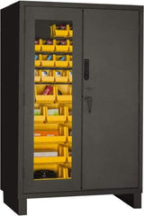 Durham - 42 Bin Locking Storage Cabinet - Steel, 48" Wide x 24" Deep x 78" High, Yellow - Americas Industrial Supply