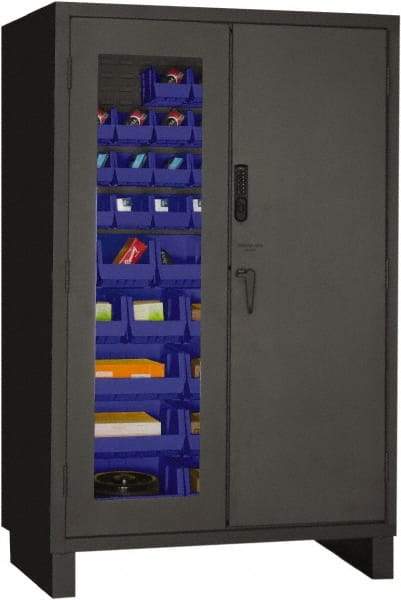 Durham - 42 Bin Locking Storage Cabinet - Steel, 48" Wide x 24" Deep x 78" High, Blue - Americas Industrial Supply