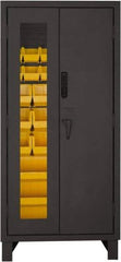 Durham - 30 Bin Locking Storage Cabinet - Steel, 36" Wide x 24" Deep x 78" High, Yellow - Americas Industrial Supply