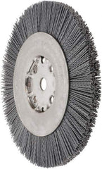 Weiler - 8" OD, 5/8" Arbor Hole, Crimped Nylon Wheel Brush - 7/8" Face Width, 1-1/2" Trim Length, 0.035" Filament Diam, 4,500 RPM - Americas Industrial Supply