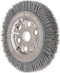 Weiler - 4-1/4" OD, 5/8" Arbor Hole, Crimped Nylon Wheel Brush - 3/4" Face Width, 5/8" Trim Length, 0.035" Filament Diam, 6,000 RPM - Americas Industrial Supply