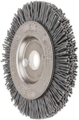 Weiler - 3" OD, 1/2" Arbor Hole, Crimped Nylon Wheel Brush - 3/8" Face Width, 1/2" Trim Length, 0.035" Filament Diam, 6,000 RPM - Americas Industrial Supply