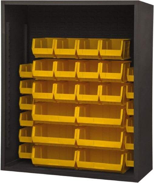 Durham - 30 Bin Enclosed Shelving - 48 Inch Overall Width x 24 Inch Overall Depth x 48 Inch Overall Height, Yellow Polyethylene Bins - Americas Industrial Supply