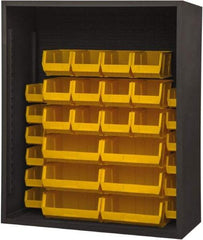 Durham - 30 Bin Enclosed Shelving - 48 Inch Overall Width x 24 Inch Overall Depth x 48 Inch Overall Height, Yellow Polyethylene Bins - Americas Industrial Supply