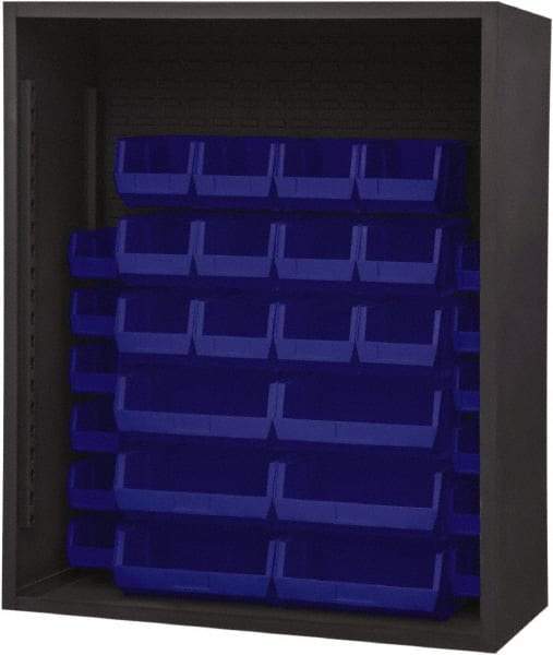 Durham - 30 Bin Enclosed Shelving - 48 Inch Overall Width x 24 Inch Overall Depth x 48 Inch Overall Height, Blue Polyethylene Bins - Americas Industrial Supply