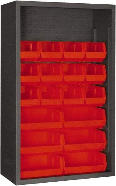 Durham - 18 Bin Enclosed Shelving - 36 Inch Overall Width x 18 Inch Overall Depth x 60 Inch Overall Height, Red Polyethylene Bins - Americas Industrial Supply