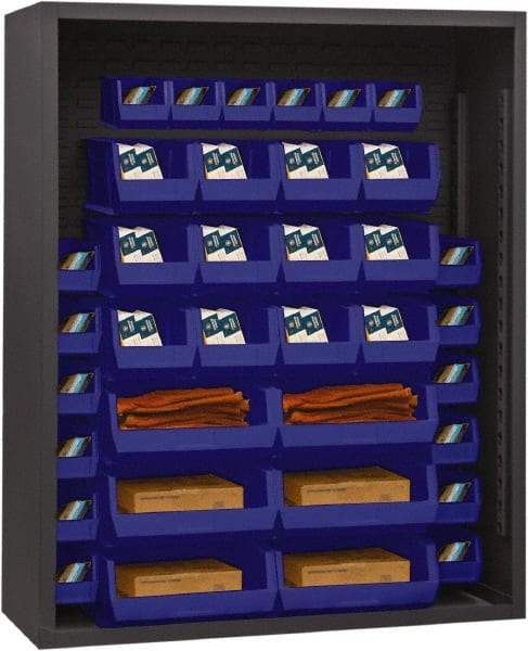 Durham - 42 Bin Enclosed Shelving - 48 Inch Overall Width x 18 Inch Overall Depth x 72 Inch Overall Height, Blue Polyethylene Bins - Americas Industrial Supply