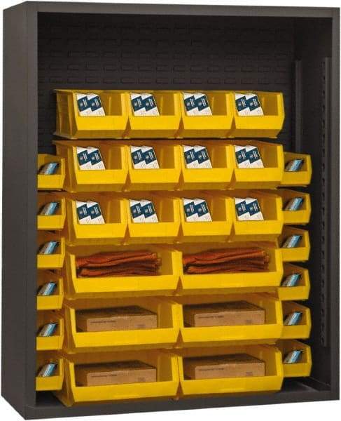 Durham - 30 Bin Enclosed Shelving - 48 Inch Overall Width x 18 Inch Overall Depth x 60 Inch Overall Height, Yellow Polyethylene Bins - Americas Industrial Supply