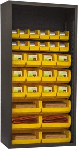 Durham - 30 Bin Enclosed Shelving - 36 Inch Overall Width x 18 Inch Overall Depth x 72 Inch Overall Height, Yellow Polyethylene Bins - Americas Industrial Supply