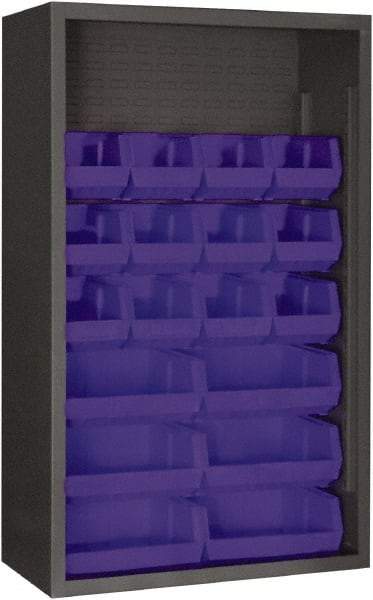 Durham - 18 Bin Enclosed Shelving - 36 Inch Overall Width x 18 Inch Overall Depth x 60 Inch Overall Height, Blue Polyethylene Bins - Americas Industrial Supply