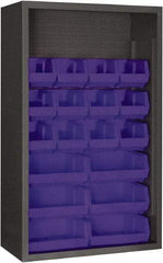 Durham - 18 Bin Enclosed Shelving - 36 Inch Overall Width x 18 Inch Overall Depth x 60 Inch Overall Height, Blue Polyethylene Bins - Americas Industrial Supply