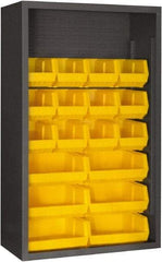 Durham - 18 Bin Enclosed Shelving - 36 Inch Overall Width x 18 Inch Overall Depth x 60 Inch Overall Height, Yellow Polyethylene Bins - Americas Industrial Supply