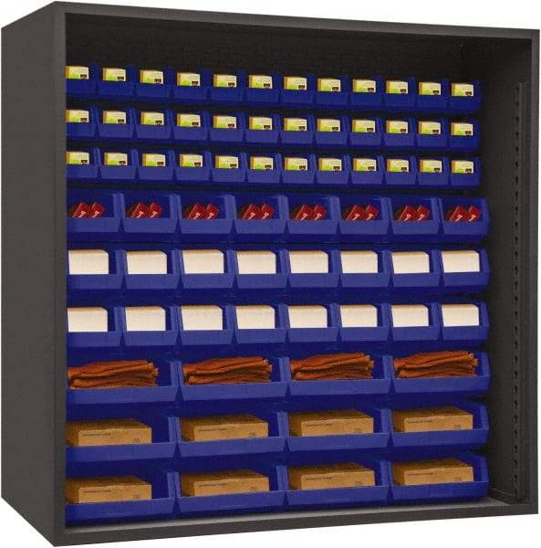 Durham - 72 Bin Enclosed Shelving - 72 Inch Overall Width x 24 Inch Overall Depth x 72 Inch Overall Height, Blue Polyethylene Bins - Americas Industrial Supply